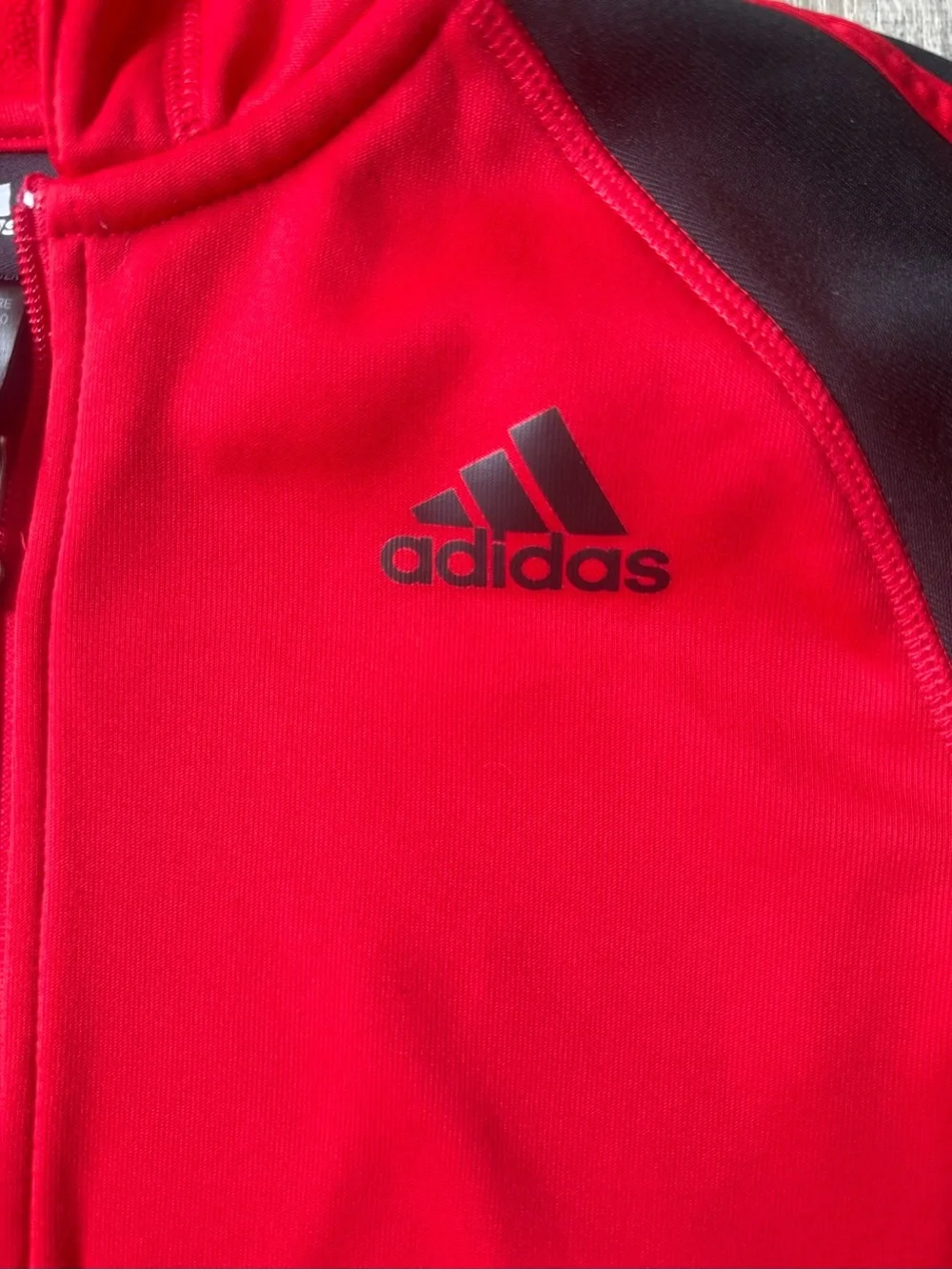 Adidas Boys YM (10/12) Red & Black Full-Zip Hoodie